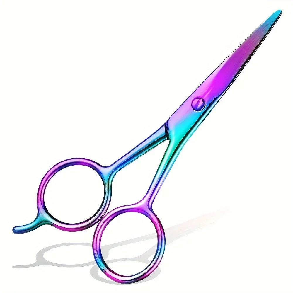 Professional Stainless Steel Iridescent Rainbow Tip Trimming Scissors for Men & Women Eyebrow, Beard, Mustache, Nose Hair