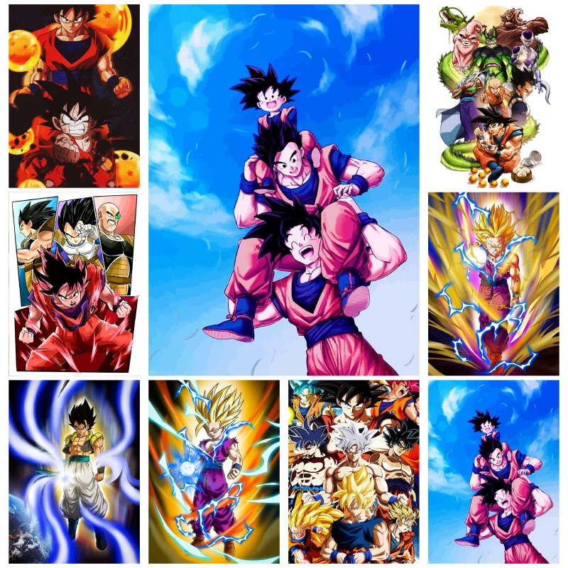 

Bandai Classic Anime Dragon Ball Canvas Painting Anime Figure Super Saiya Son Goku Gohan Suitable for Home Bedroom Decor Picture