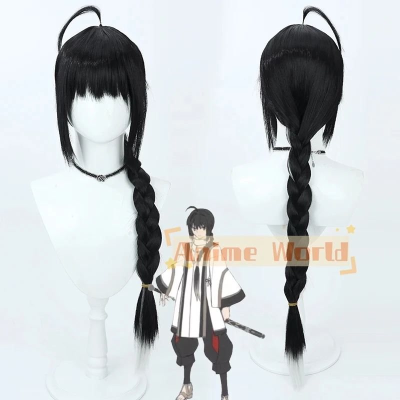 Fate Samurai Remnant Yamato Takeru Cosplay Wig 90cm Black Braided Heat Resistant Synthetic Hair Halloween Party Role Play