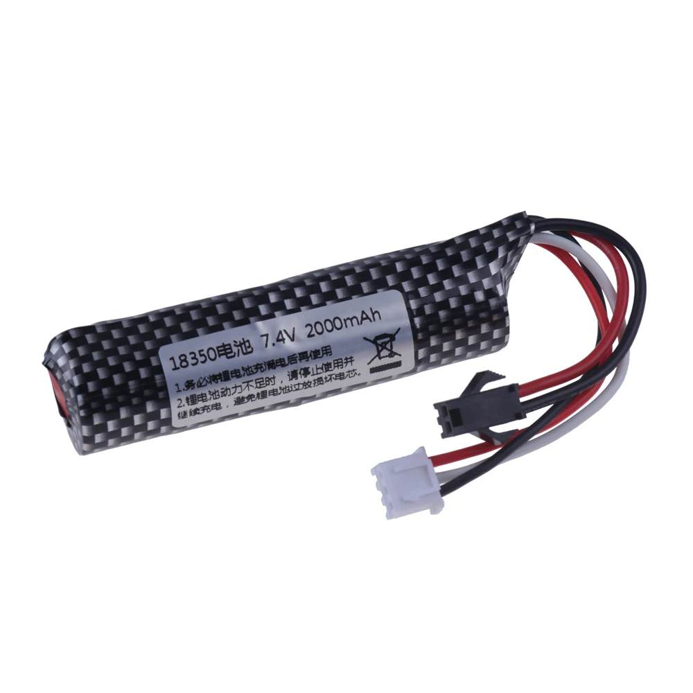 7.4V 2000mAh Lipo Battery with USB Charger for Soft Bullet Gun 18350 2S 7.4V Batteries Water Gun Airsoft Pistol Toys Guns Parts