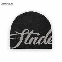 Y2k Women Hat Black Knit Letter Beanies Strides Cap Streetwear Men Y2k Winter Fashion Accessorie Jacquard Kpop Warm Hip Hop Goth