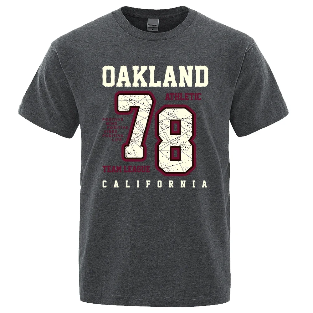 Cotton Summer T-Shirt Casual Breathable Clothes Oversize Short Sleeve Oakland Athletic 78 Team League California Men Tee T Shirt