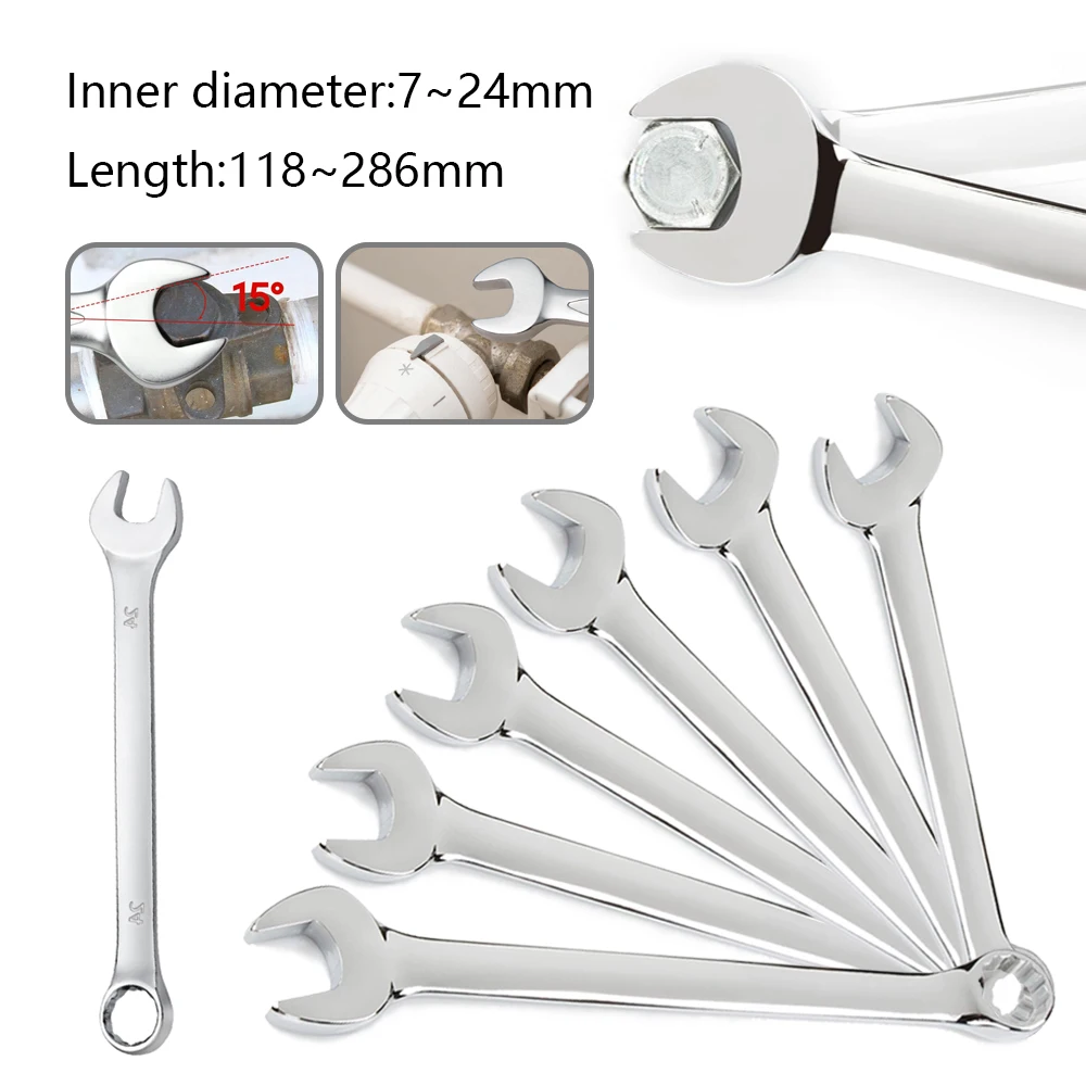 

Dual-use plum blossom open end Ratchet wrench 7MM-24MM Combination spanners nut cutter combined Key Repair hand tools