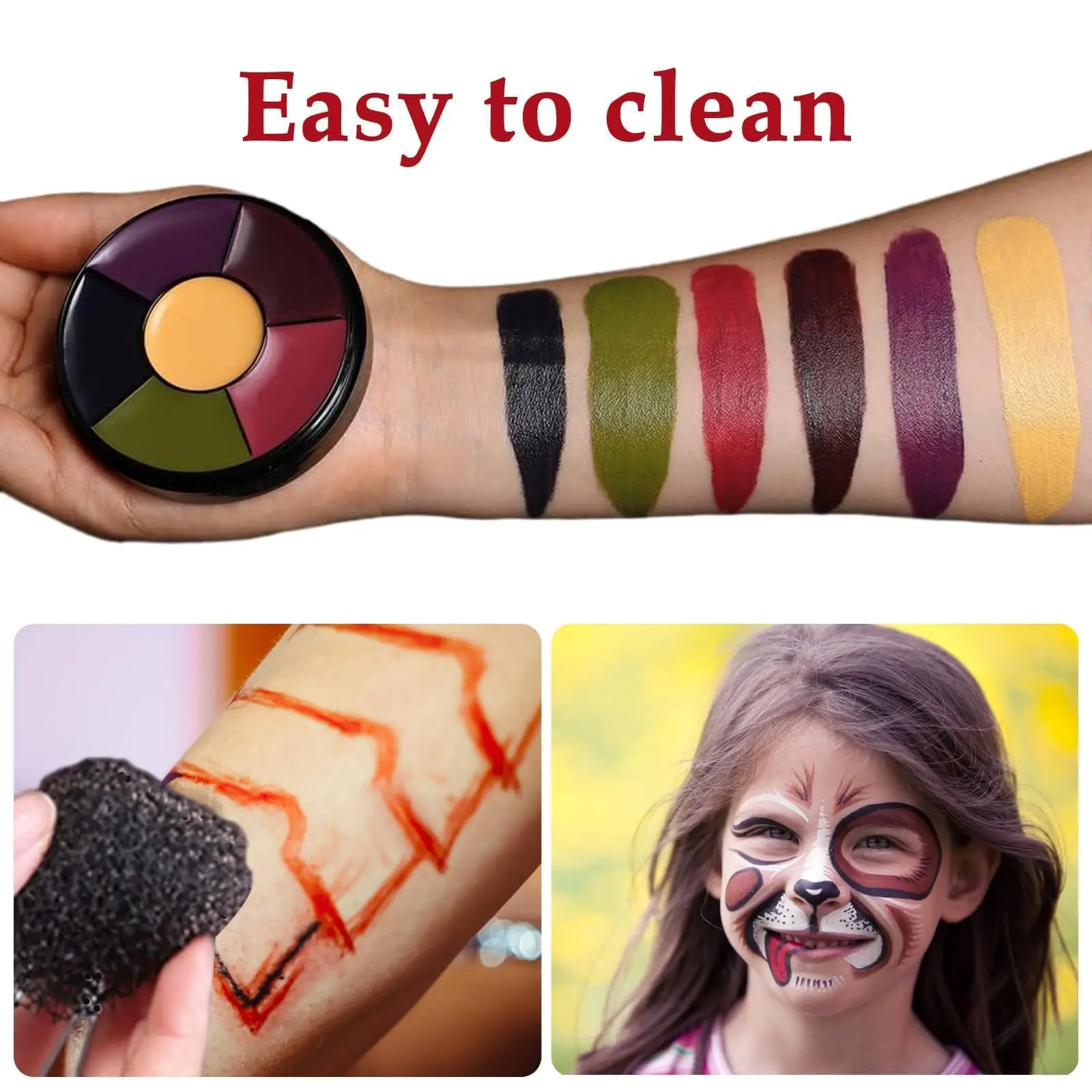 6 สีสีกันน้ํา Face Body Paint ที่ละลายน้ําได้แต่งหน้าฮาโลวีน Stage แต่งหน้า Body Paint สีแต่งหน้า