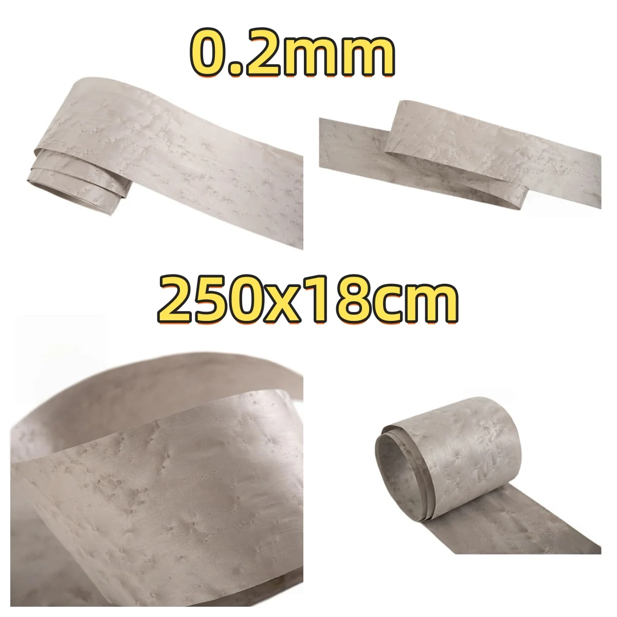 

Natural Light Gray Birdseye Veneer, 0.2mm, 250x18cm, For Decoration, Speaker & Guitar Body Veneering.(Backing Non-woven Fabric)