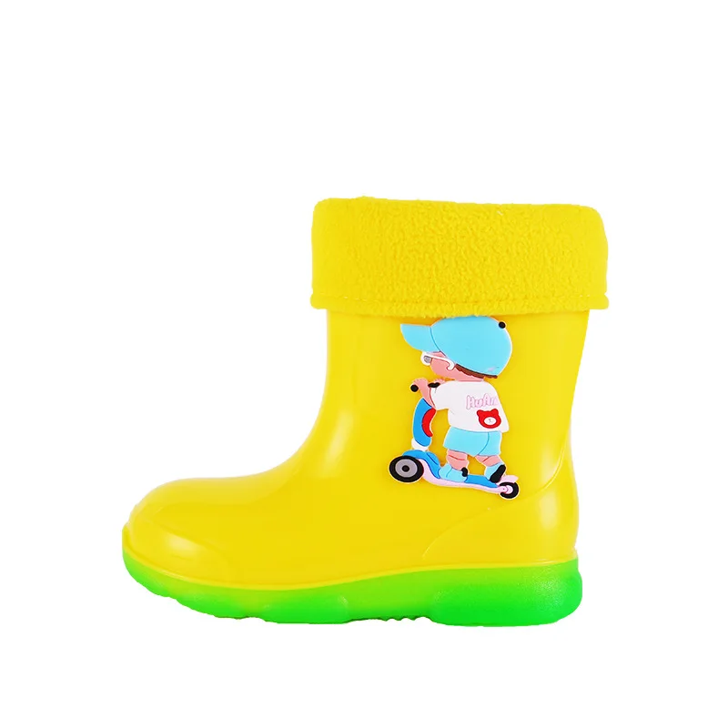 Botas De Lluvia Cartoon Child Rain Shoes Four Seasons Anti Slip Boy Waterproof Detachable Plush Water Boots Girl Rubber Boots 장화