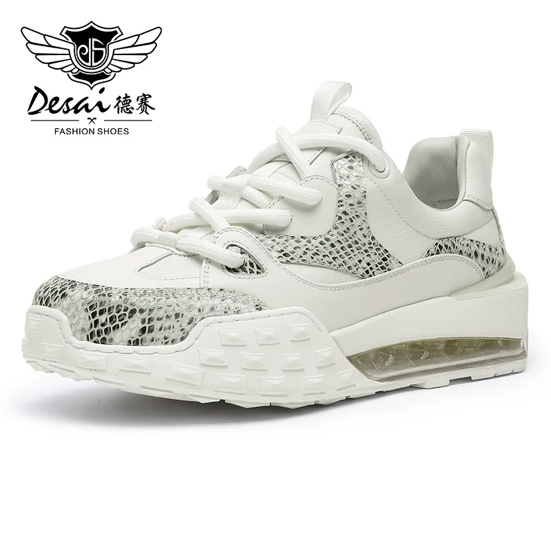 

Summer Desai 2023 Air Cushion Sole Sports and Leisure Shoe Toe Layer Cowhide Breathable Thick Sole Versatile Snake Pattern