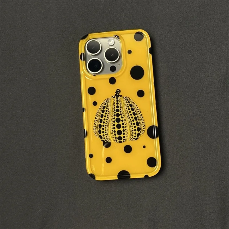 Transparente schwarze Polka Dot-Kürbis-Handyhülle mit großem Loch für iPhone 11, 12, 13, 14, 15, 16 Pro Max – Detail 5