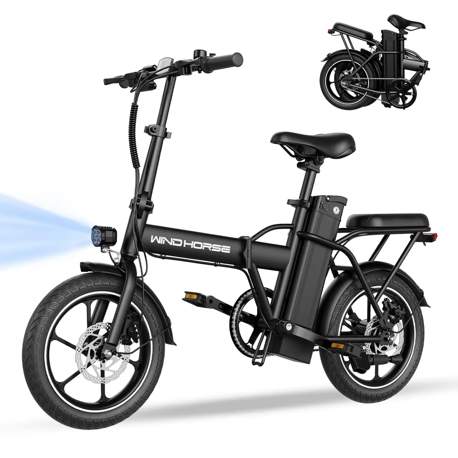 

16" Folding Electric Bike Adults 350W 20MPH 35 Miles UL2849 Commuter Ebike Removable Battery, Customized