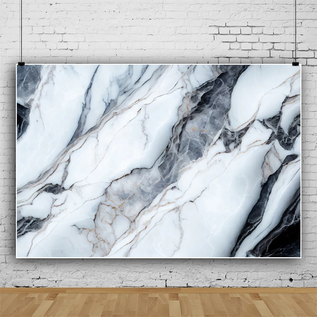 White Black Gold Marble Texture Backdrops For Photography Baby Shower Wedding Portrait Photographic Background For Photo Studio