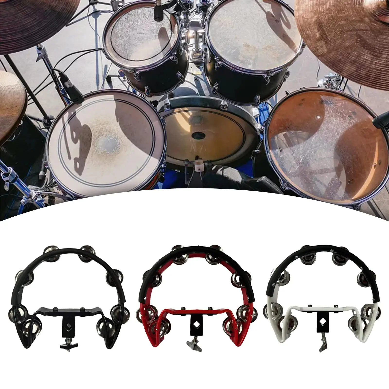 Cymbal Hi Hat Tambourine Stainless Steel Shaker Single Row Bells Percussion Accessories Drum Set Hi Hat for Kids Ensemble KTV