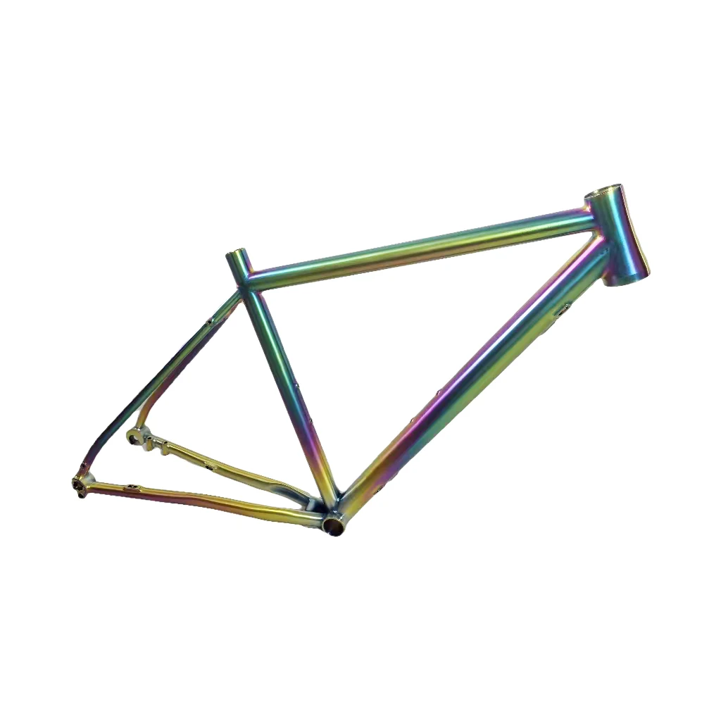 Titanium Gravel Road Bike Frame, Electroplated Colorful Painting, Flat Mount Disc Brake