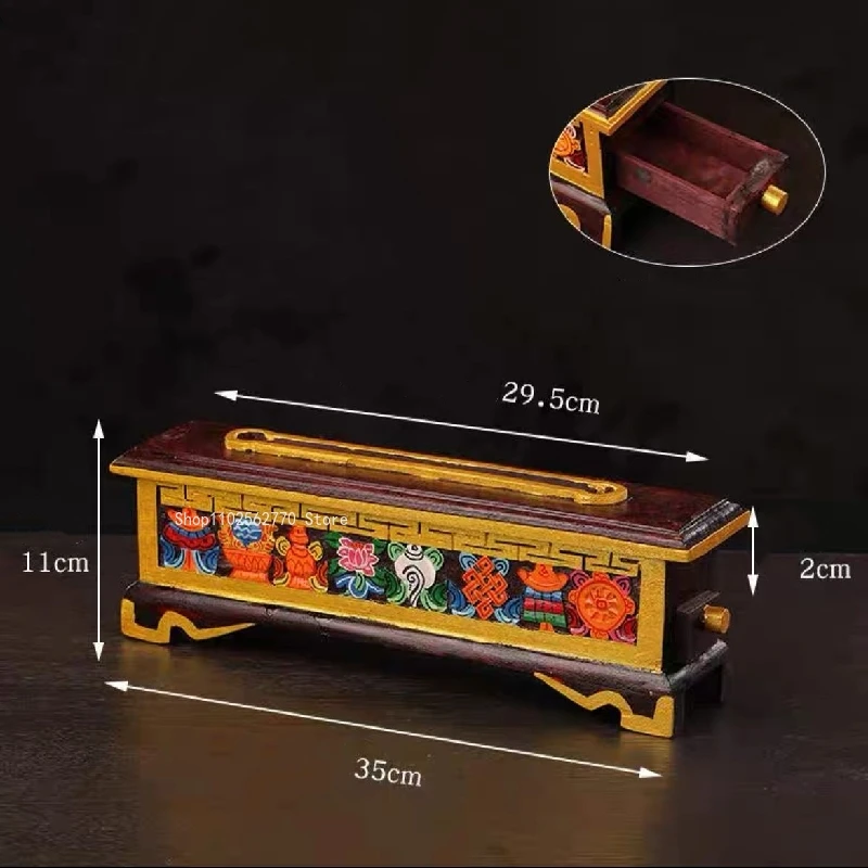 Wooden Painted Lying Incense Burner Handmade Tibetan Censer Home Interior/office/tea Room/yoga Room Fragrance Ceremony Tools