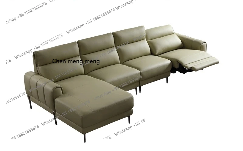 Italian minimalist first class electric leather sofa first layer cowhide living room corner size apartment
