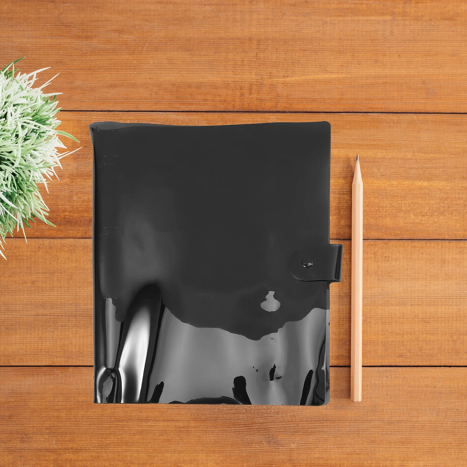 

A4 PVC Loose Leaf Binder Black Snap Button Closure Refillable Notebook Cover for Planner Organization Notebook Binder
