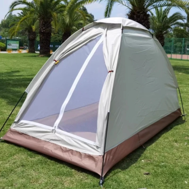 

Outdoor Camping, Rain And Sun Protection, Single Person Ultra Light Beige Straight Door Portable Mesh Home Tent