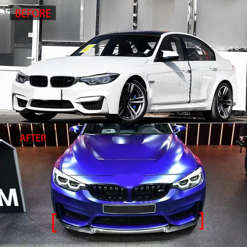 2PCS 2015 To 2020 For BMW F80 M3 F82 F83 M4 Car Front Bumper Spoiler Lip Splitter Glossy Balck Carbon Fiber By ABS Body Kit