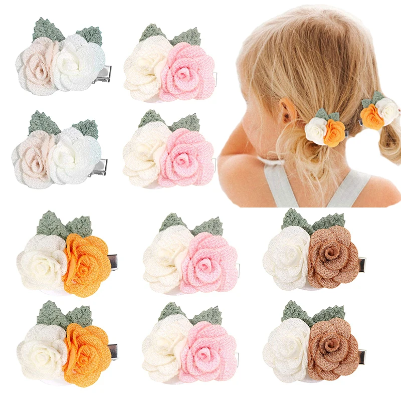 Oaoleer 2Pcs/set  1.5x1.7cm Mini Mesh Flower Hairpins Cute Boho Bride Claw Clip Princess Headdress Korea Hair Accessories Gifts