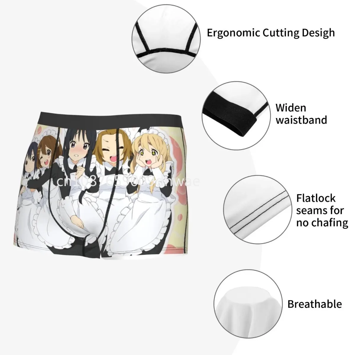 Maid Anime Mens Boxers Male Underpants Double Sides Printed Soft Breathable Machine Wash Polyester Print Boxer Shorts