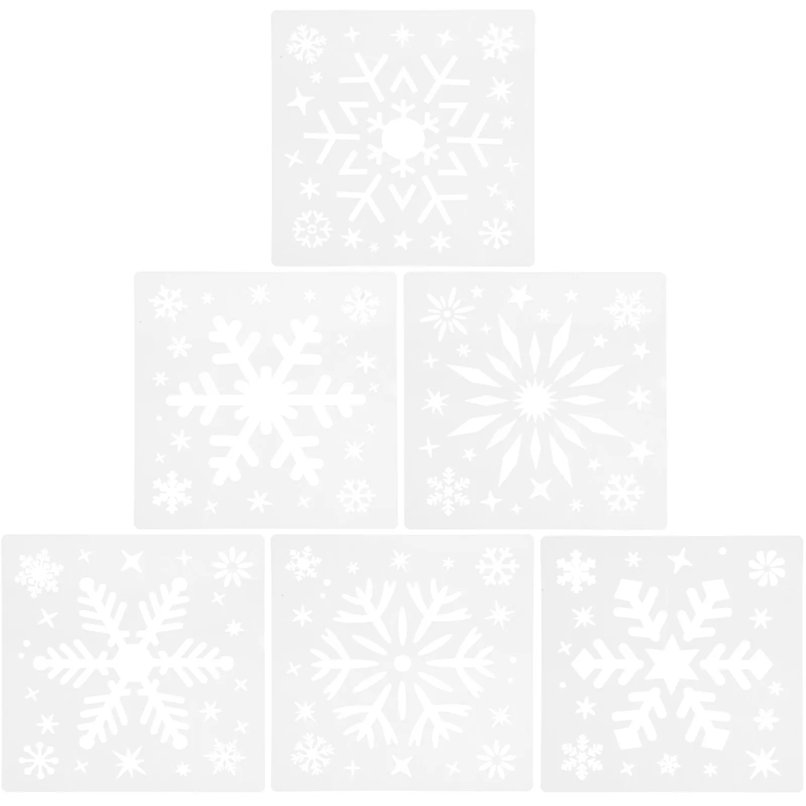6Pcs Snowflake Drawing Stencils Reusable Plastic Painting Templates for Teens -on Craft Projects Wall Art Diary