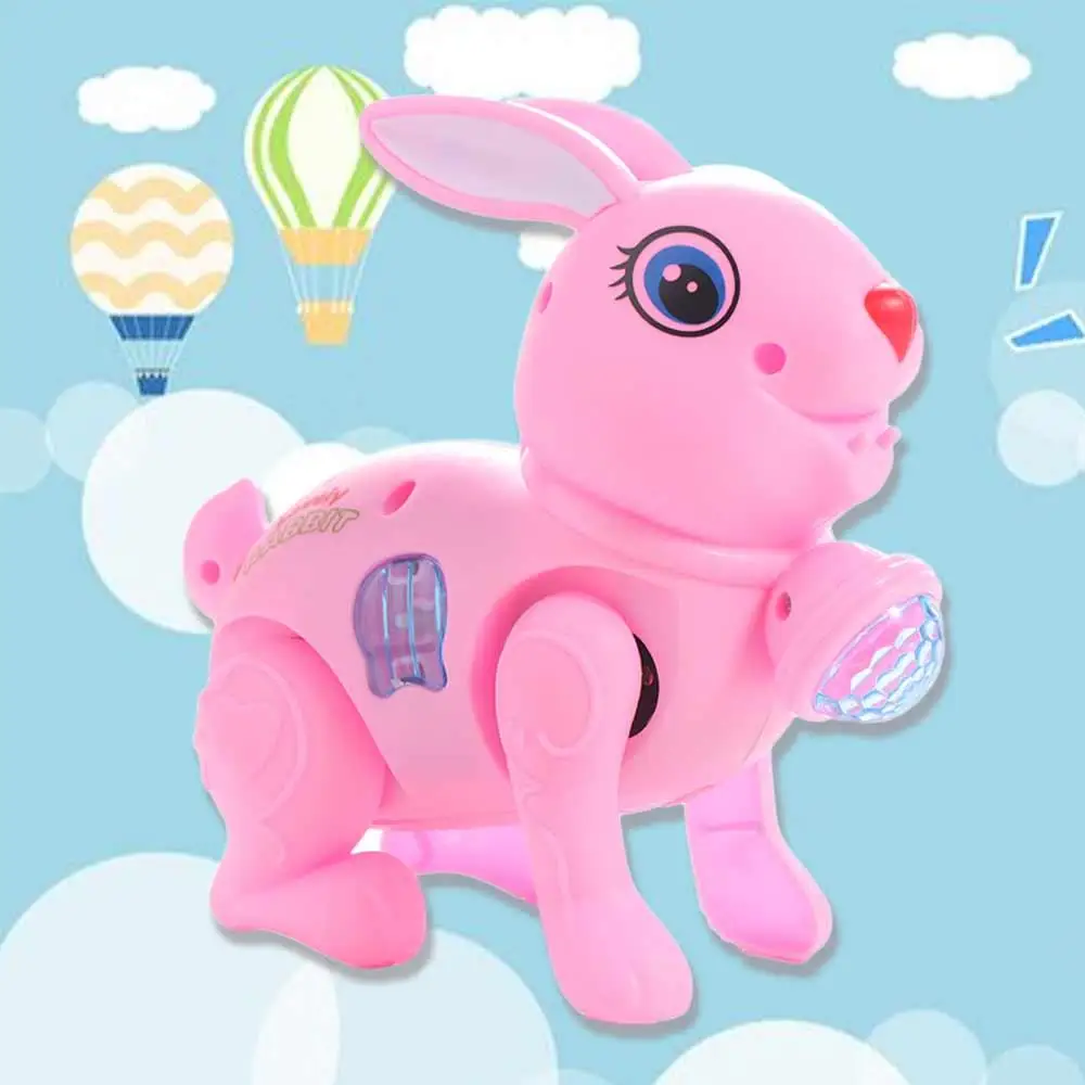 

Cute Little Rabbit Electronic Walking Rabbit Toy Traction Rope Walking Music Electric Toy for Kid