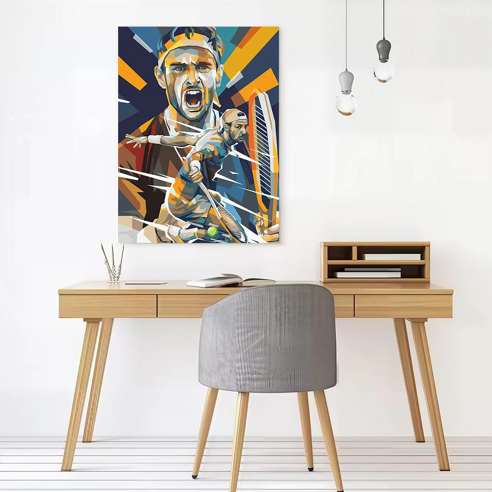 Lorenzo Musetti in Action Printed Canvas Wall Art Customizable Paintings Poster Perfect Gift for Living Room Decorations Bedroom
