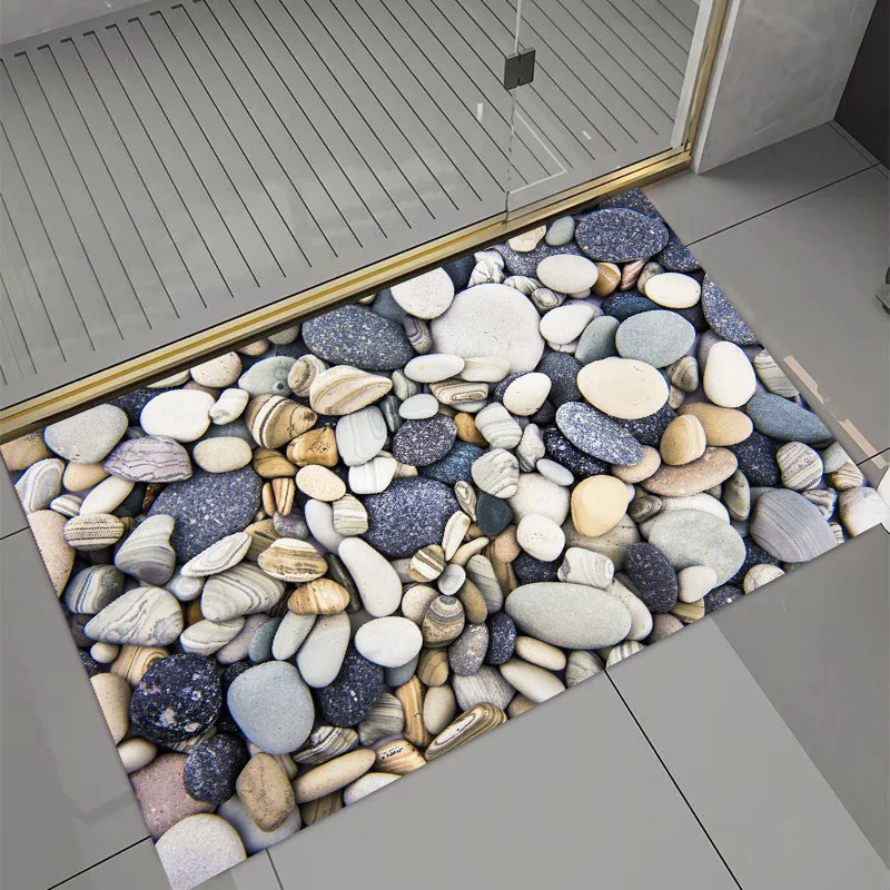 

Bath mat Cobblestone Printed Bedroom Kitchen Balcony Area Rug Soft Anti-slip Living Room Carpet Home Decoration
