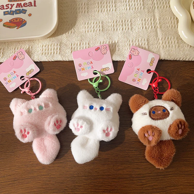 Cat Plush Keychain Soft Fluffy Cute Cat Plush Doll Cartoon Animal Plush Key Chain Friends Birthday Gifts Keychain Accessories