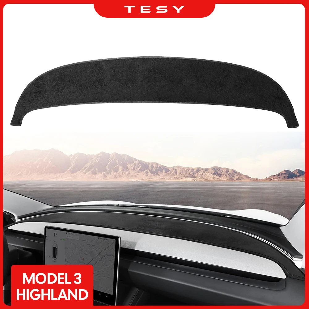 Anti-UV Dashboard Cover For Tesla Model 3 Highland 2024 Center Console Accessories Dash Mat Protector Pad Sunshade