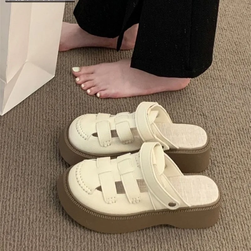 Women Sandals with Heels Summer Punk Height Increasing Sandal Motorcycle Gothic Woman Shoes Leather Black Platform Sandals Women