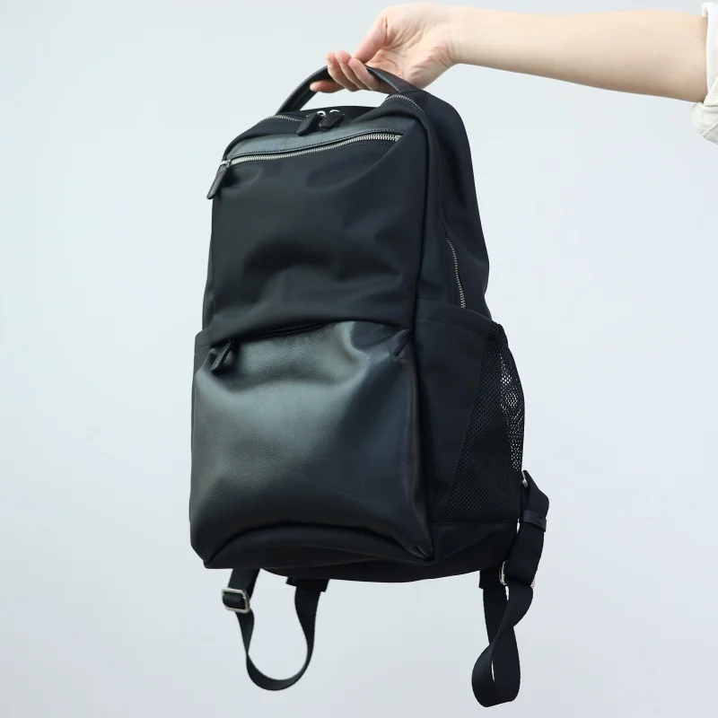 Luxury Backpack For Women And Men Customized Nylon Matching Genuine Leather With Computer Compartment For Working And Traveling