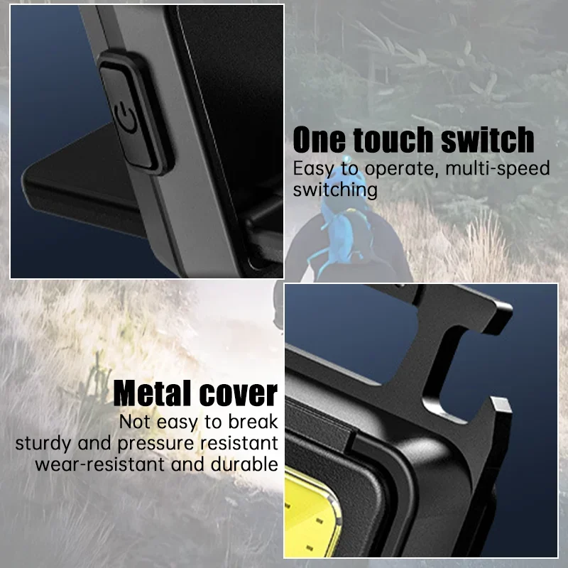 مصباح يدوي صغير سلسلة المفاتيح ضوء COB ضوء العمل USB مصباح قابل لإعادة الشحن مع 90 °   أضواء جانبية قابلة للطي، فوانيس محمولة فائقة السطوع