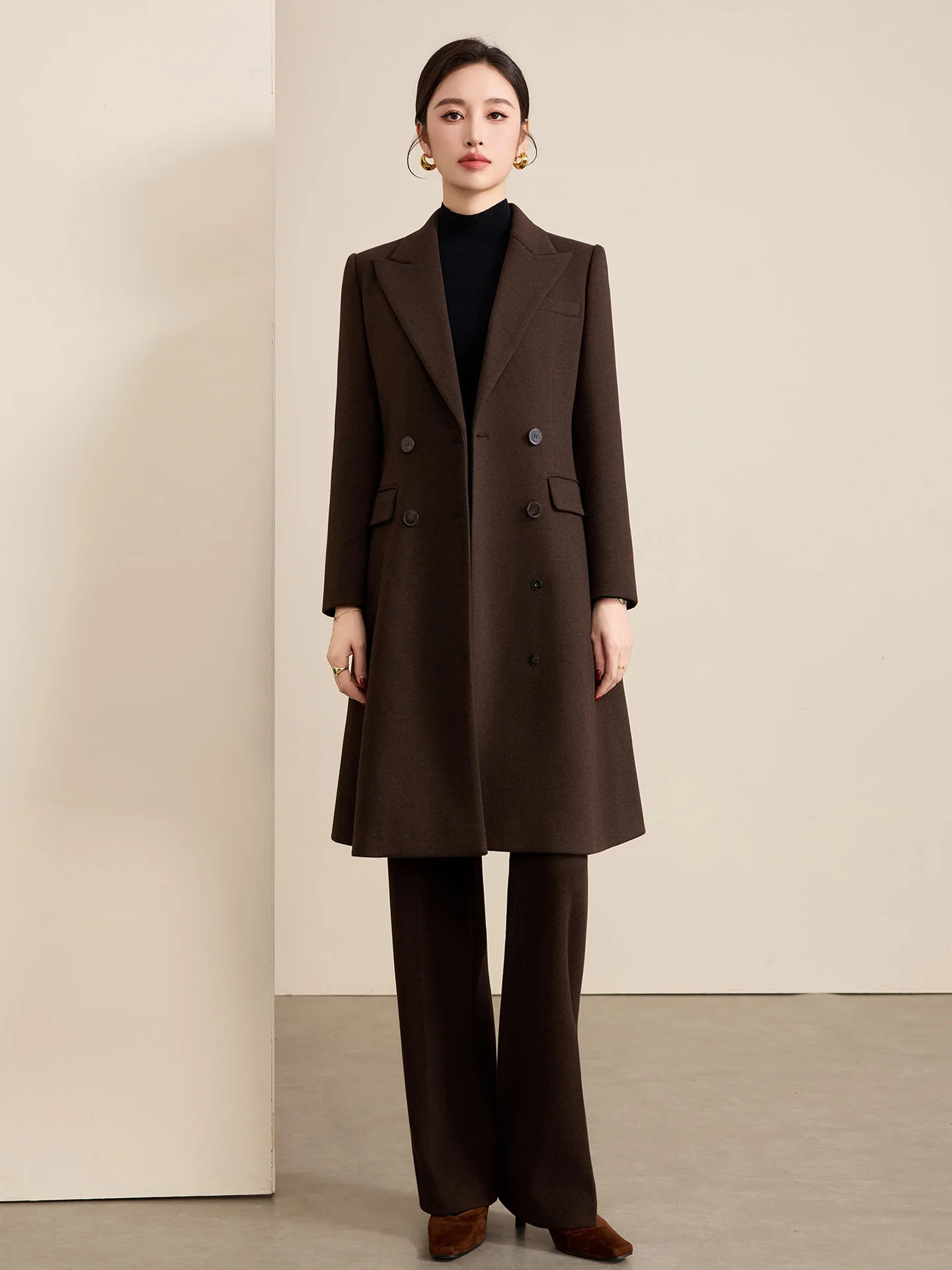 

Женское шерстяное пальто темно-коричневого цвета в винтажном стиле с поясом, профессиональная ветровка для повседневной носки, утепленная, с длинными рукавами