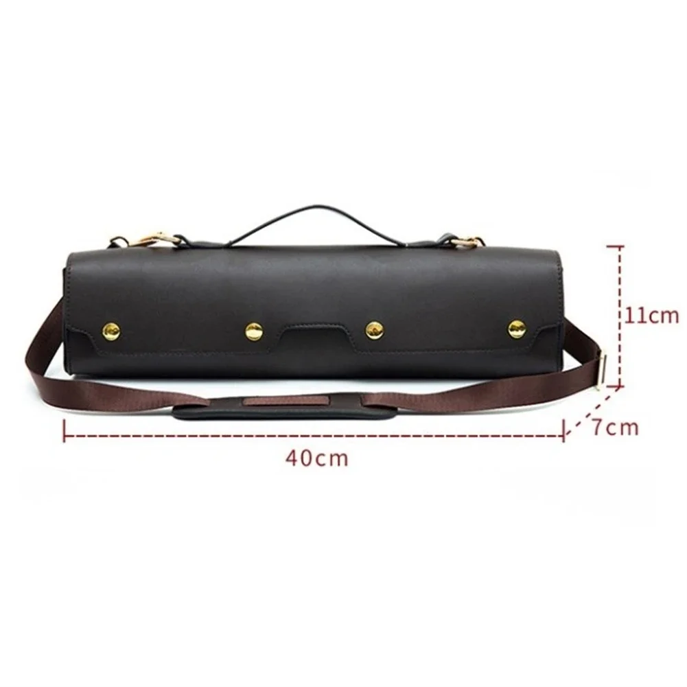 Portable Flute Case 16 17 Holes Flute Case Cover Waterproof PU Leather Flute Bag Wooden Box Lightweight Black Box Cover