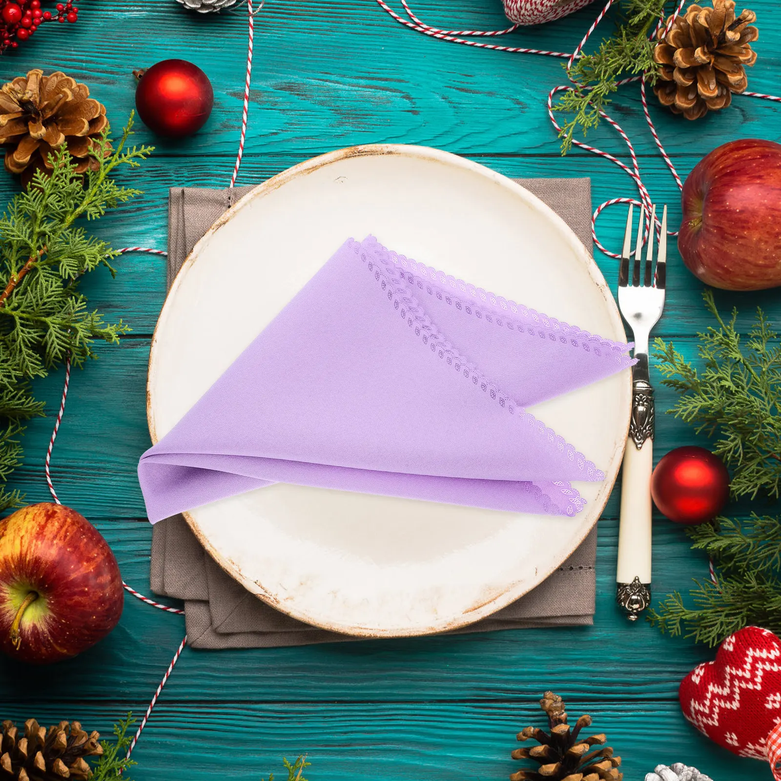 

10Pcs Solid Color Napkins Cloth Party Dinner Table Accessories Wedding Polyester Washable Reusable Serviette Napkins for Event