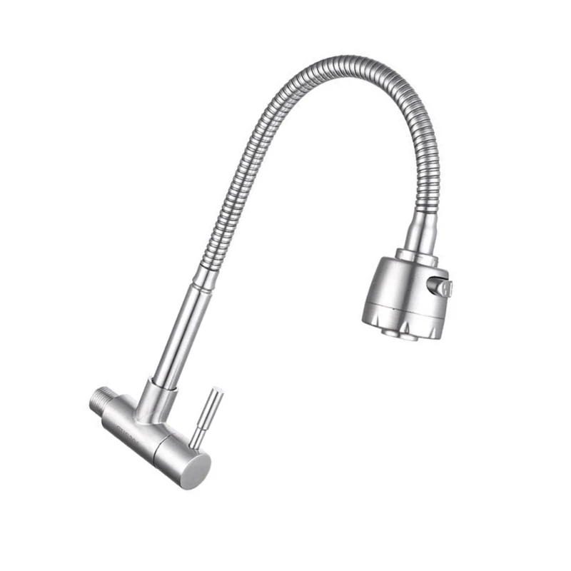 New Functional Wall Mount Kitchen Faucet Single Cold Use 360 Rotation Water Tap
