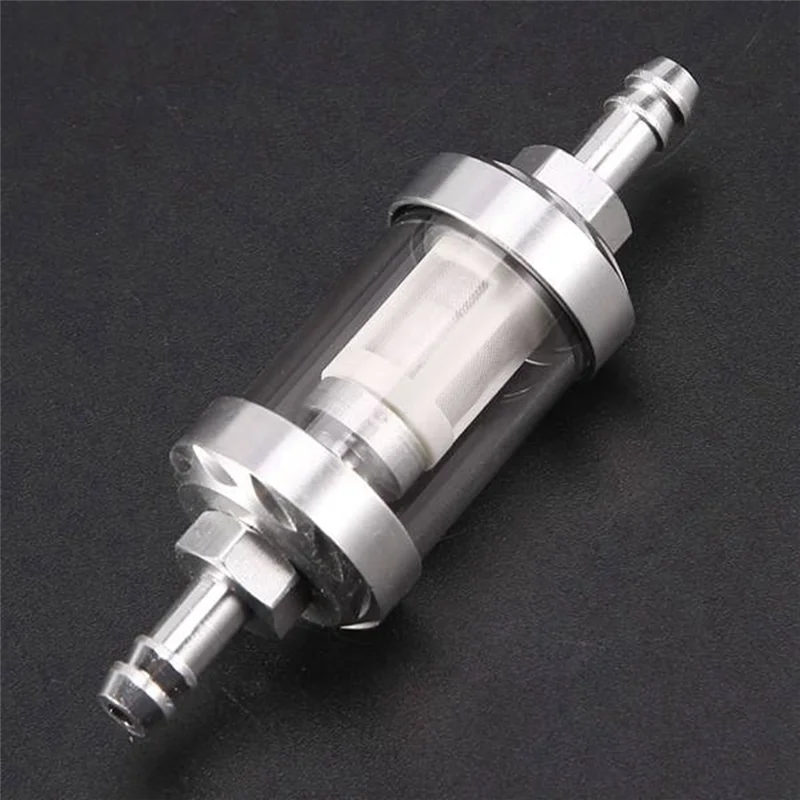 

Classic-2Pcs Universal Chrome Fuel Petrol Crude Oil Engine Inline Filter 5/16 Inch 8Mm Silver For Motorcycles