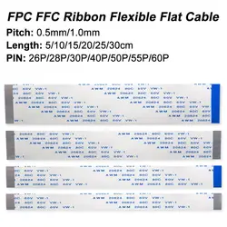 10PCS A-Type B-Type FPC FFC Ribbon Flexible Flat Cable 26P 28P 30P 40P 50P 55P Pin Pitch 0.5MM 1.0MM 10CM 20CM 30CM 5CM