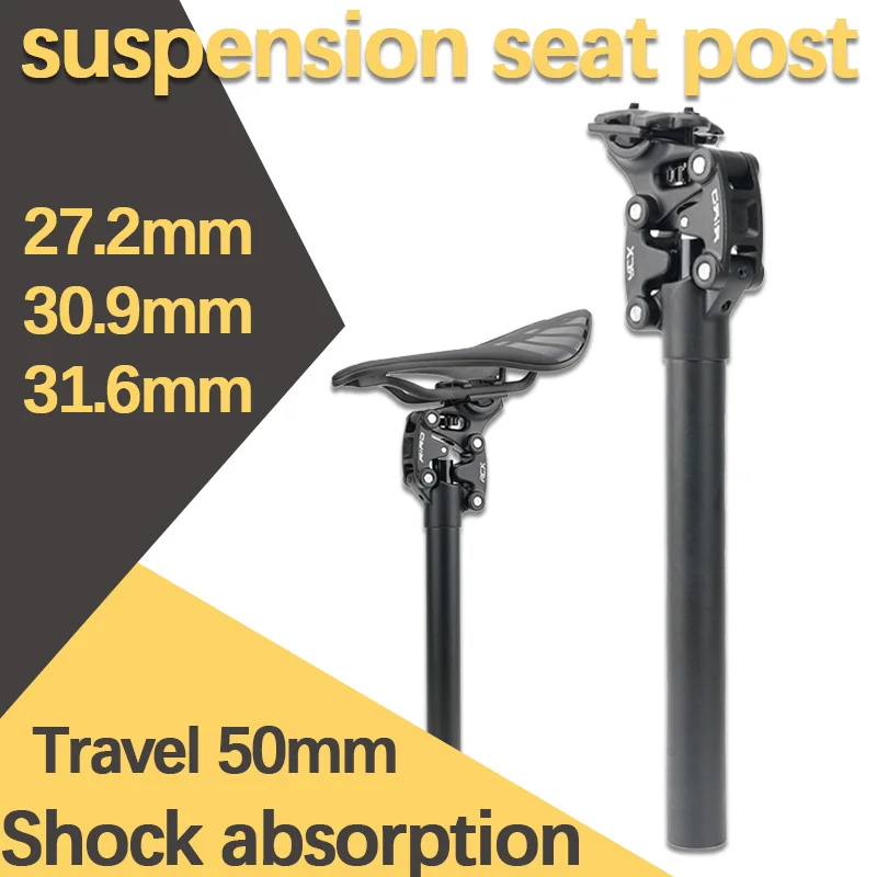 Shock Absorber Bicycle Seat Tube MTB Seatpost 27.2mm/28.6/30.0/30.4/30.9/31.6/33.9mm 350mm Travel 50mm Four Link Bicycle Parts