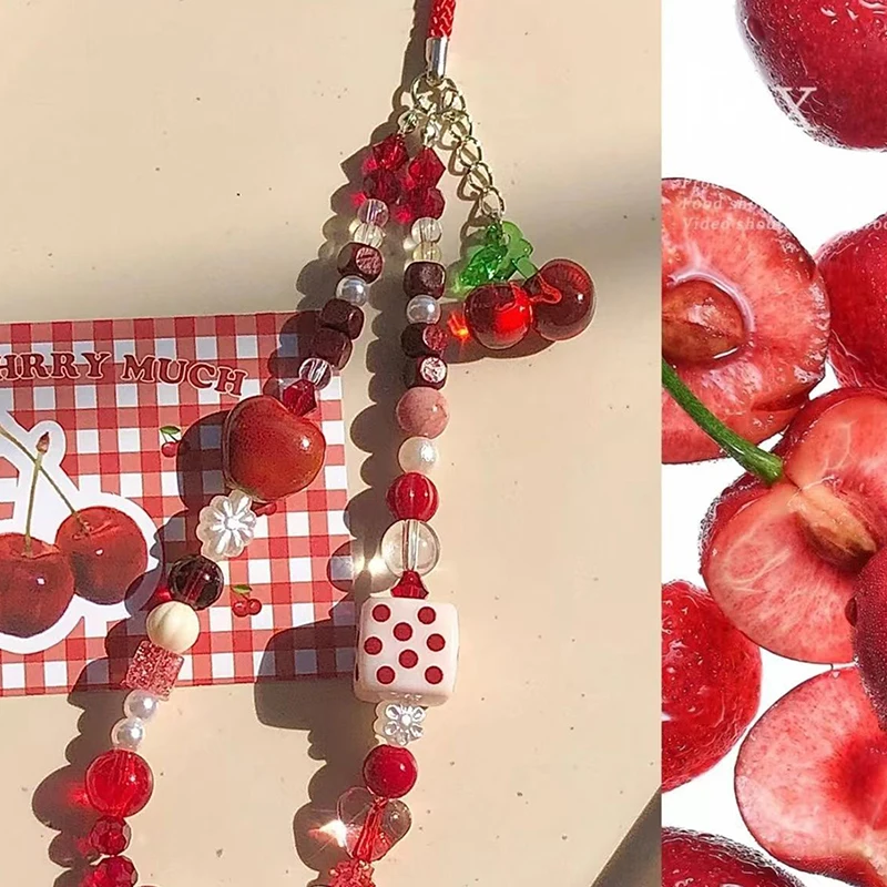 الكرز قلادة قضية الهاتف المحمول سلسلة CCD كاميرا حبال حبل القديمة Alcove قلادة DIY بها بنفسك اليدوية مطرز مكافحة الإفلات حبل