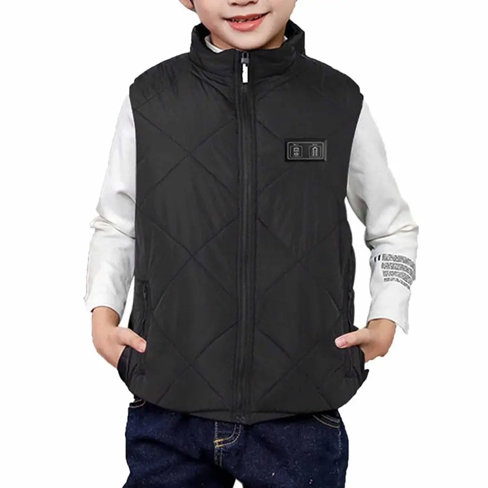 

Intelligent Black Heated Vest 13 Heating Zones Washable Winter Warm Jacket USB Keep Warm Heated Waistcoat Boys Girls