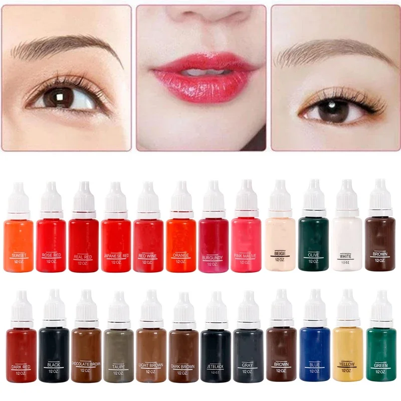 23color Permanent Makeup Color Natural Eyebrow Dye Plant Tattoo Ink Microblading Pigments for Tattoos Eyebrow Lips Tattoo Ink