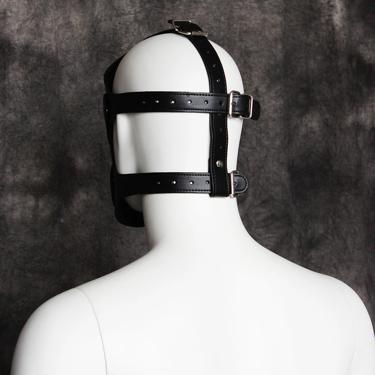 Máscara de cuero para la cabeza, mascarilla con tapón para la boca, BDSM, Roleplay, ropa de penalización del rendimiento, juguetes alternativos para mujeres y parejas