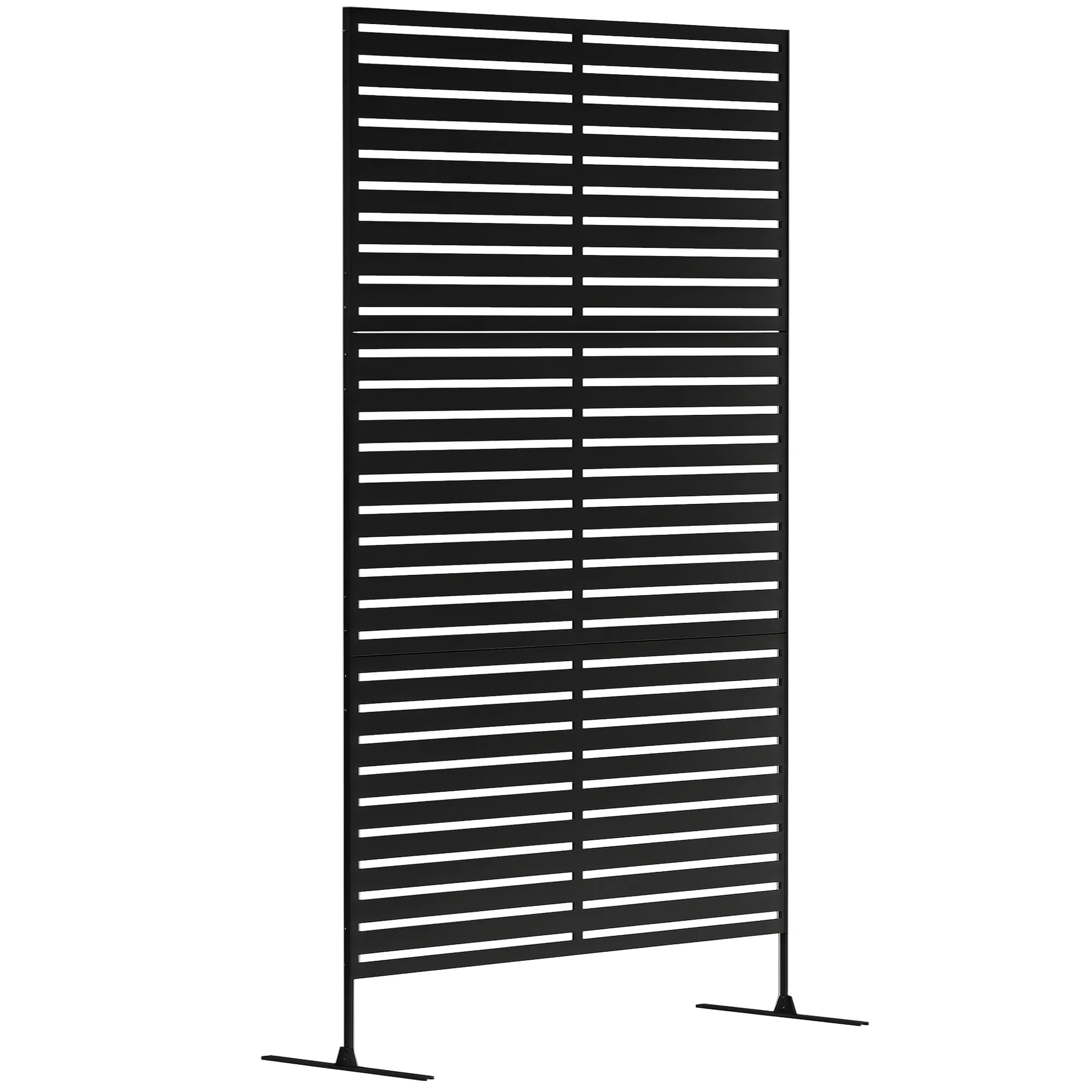 Divisor de Espacios Metálico para Exteriores, Diseño de Listones, Separador Decorativo para Patio, Jardín, Balcón, Negro, 100% Duradero