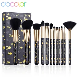 Docolor Goth Makeup Brush Set 12Pcs Professional Face Powder Eyeshadow Blush Foundation Blending Cosmetic Professional Brushes