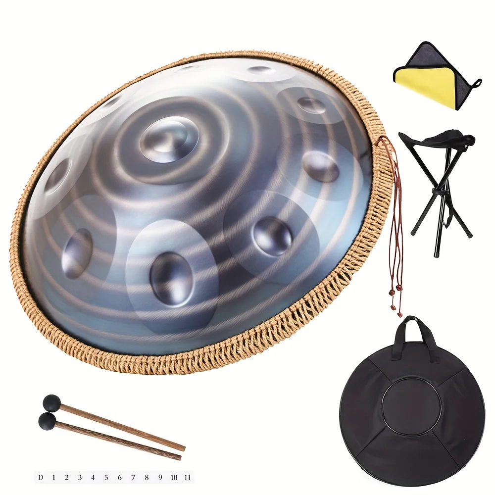 

432Hz 10 Note Handpan Drum 22 Inch D minor Beginner Meditation Instrument Yoga Music Drum Gift Steel Tongue Drum Set