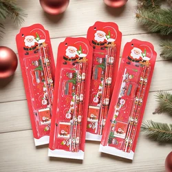 4Pack Christmas Gifts Cartoon Stationery Kids Writing Pencil Ruler Eraser Set Boy Girl Birthday Party Favors Stocking Stuffers