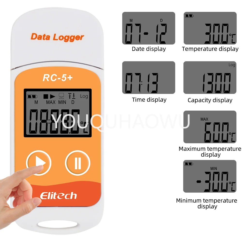RC-5+ External Probe Large Capacity 32000 Points Elitech Recorder Digital Data Logger