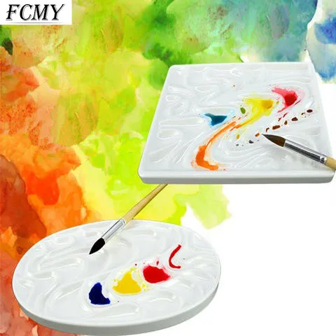 Nova imitação de porcelana onda paleta para aquarela gouache pintura ameixa flor paleta arte suprimentos