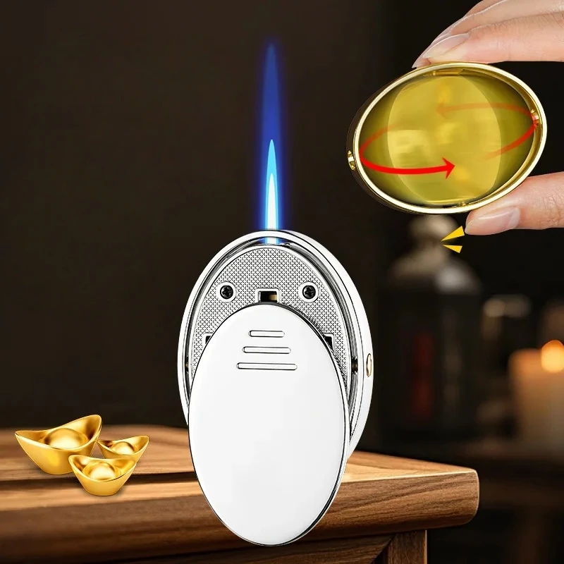 

Creative Rotating Straight Jet Lighter Fingertips Play with Money To Run Windproof Gyro Straight Jet Lighter Men's Gift